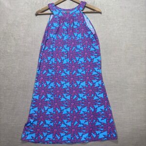 Banana Boat Maxi Dress Blue Pink Floral Halter Neck UPF 50+ Protection Size M‎